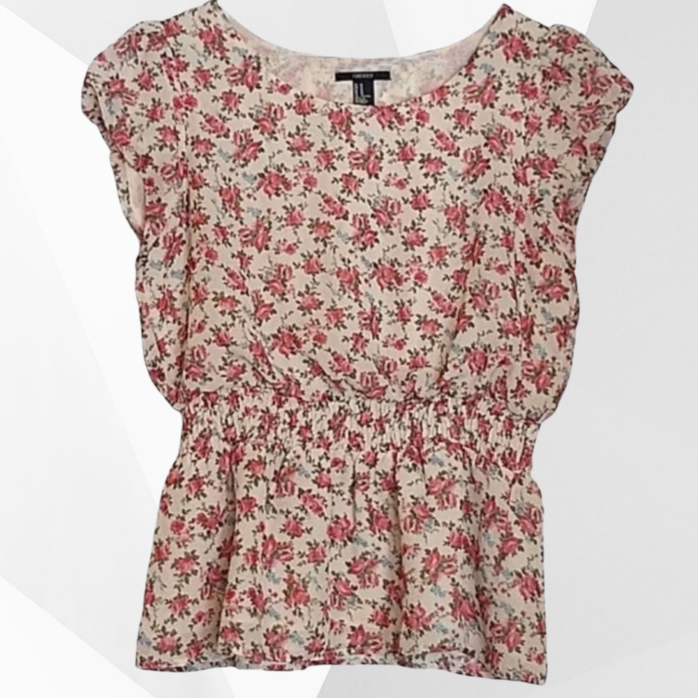 Forever 21 Floral Smocked Babydoll Top